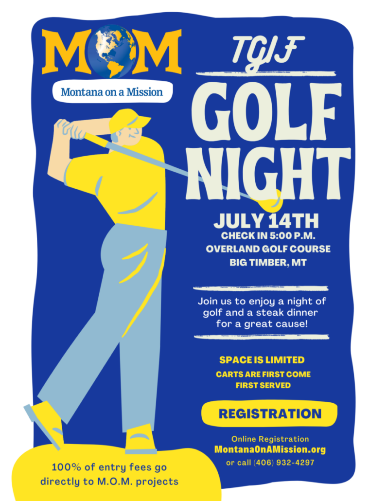 Our TGIF golf night fundraiser is this Friday, July 14th. Be sure to get registered today for a fabulous night of golf and catered ribeye steak dinner following. We have lots of great prizes. Carts are first-come first-serve! Sign up as a single or team of four at https://mom.breezechms.com/form/golf-23 Thanks to our sponsors, 100% of your registration goes to MOM projects!
